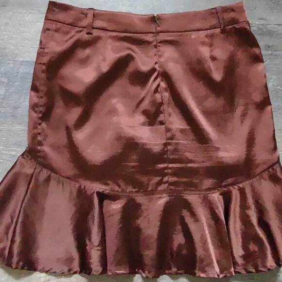Cache Luxe Brown Satiny Skirt Size 8 - Picture 2 of 5